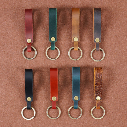 Top Grain Leather Keyring — Minimalist, 7 Colours