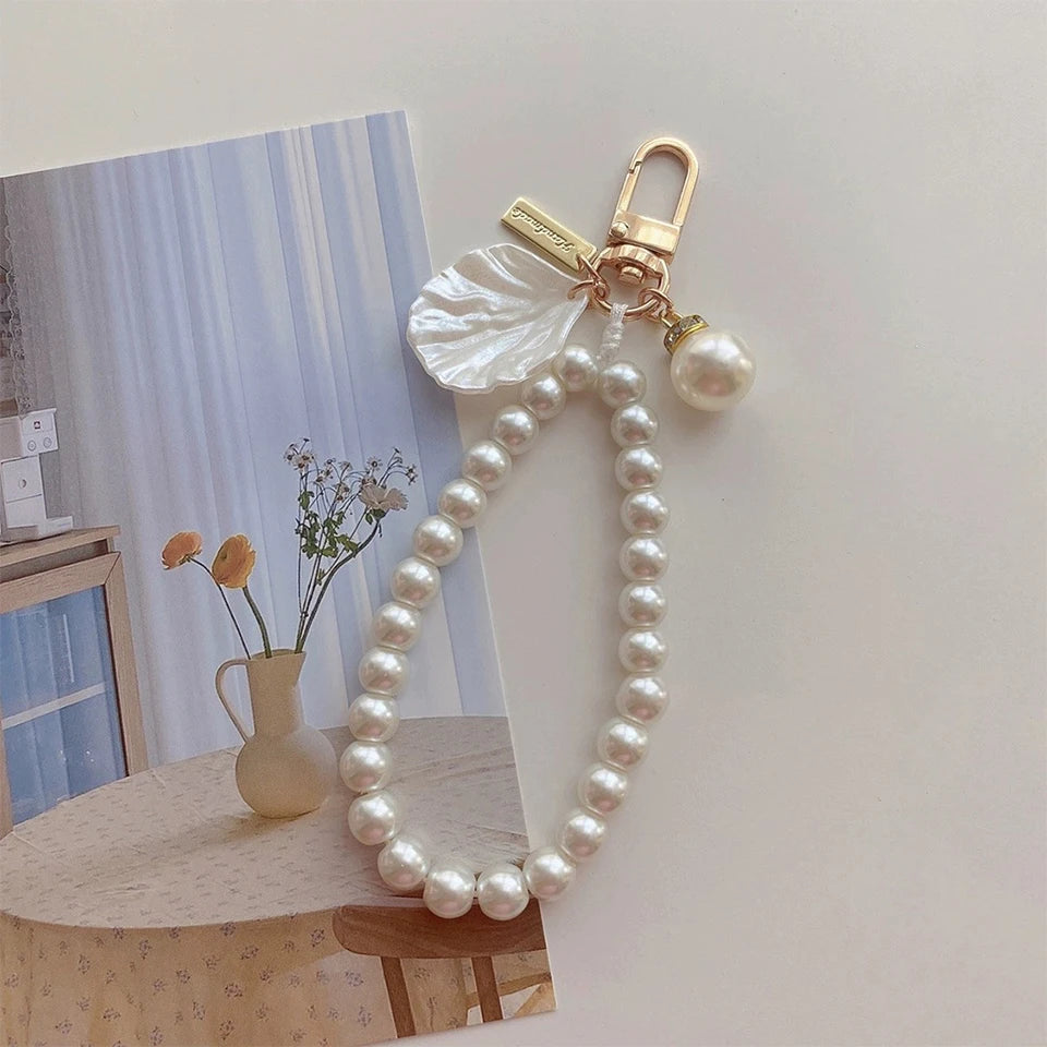 Pearl Shell Bead Keychain - Shiny Phone Bag Charm Accessory