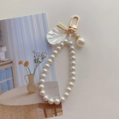 Pearl Shell Bead Keychain - Shiny Phone Bag Charm Accessory