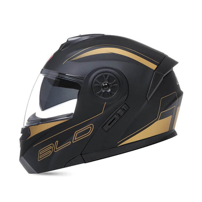 BLD Full Face Motorcycle Helmet – Dual Lens, Modular Flip-Up Casco for Men & Women - Matte black / M