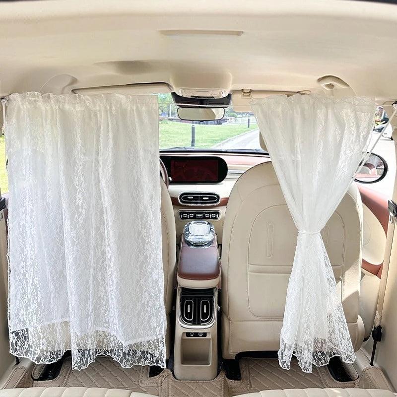 Lace Double Layer Car Privacy Curtains Universal Blackout Divider