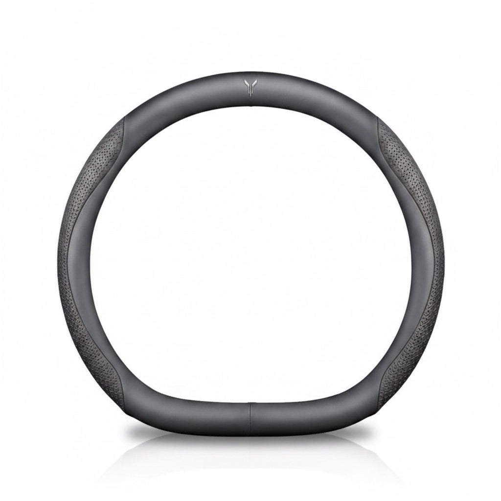 VOYAH Carbon Fibre Leather Steering Wheel Cover - Round Shape / Silver