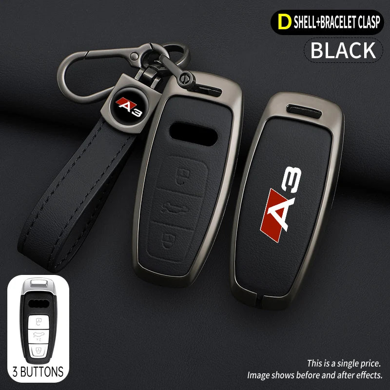 Zinc Alloy Leather Car Key Case Cover Audi A3 8P 8V 8L S3 RS3