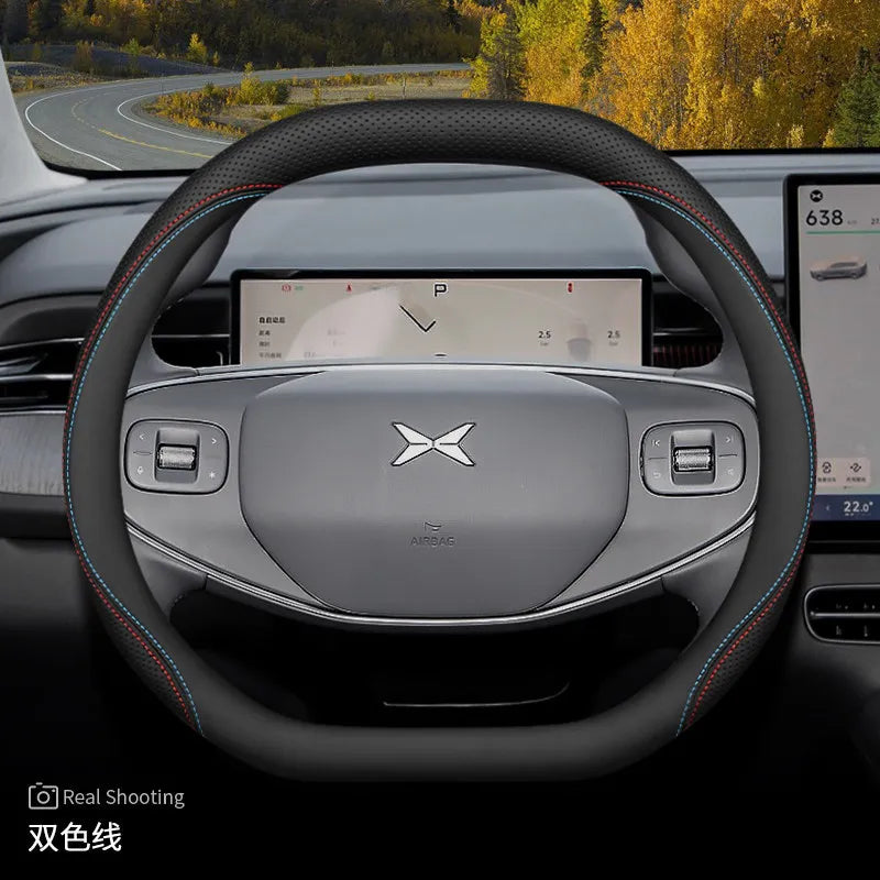 XPeng Double-D Leather Steering Wheel Cover - Black (Style B)
