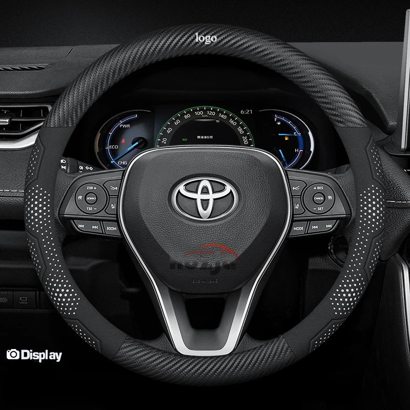 Toyota Carbon Fiber Leather Steering Wheel Cover