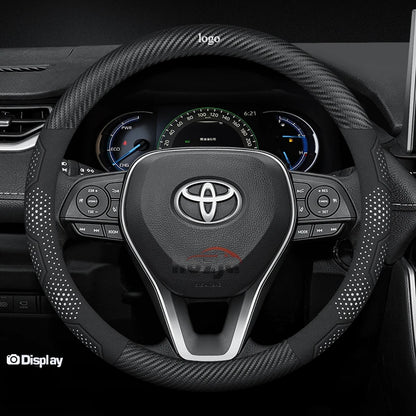 Toyota Carbon Fiber Leather Steering Wheel Cover