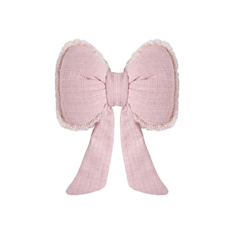 Tweed Bowknot Car Headrest Neck Pillow - Fashion Car Interior Decor
