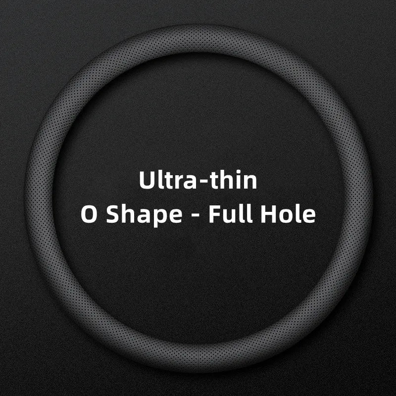 Ultra-Thin Leather Universal Steering Wheel Cover - Round Shape / Fully Perforated