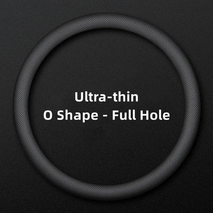 Ultra-Thin Leather Universal Steering Wheel Cover - Round Shape / Fully Perforated