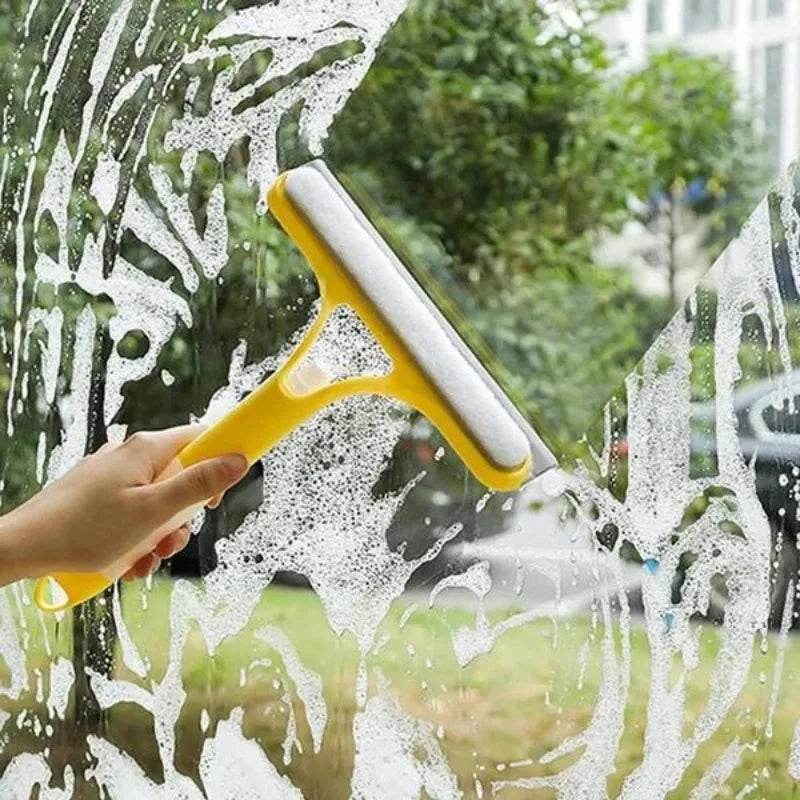 Glass Wiper with Spray – Window Cleaning Squeegee - White