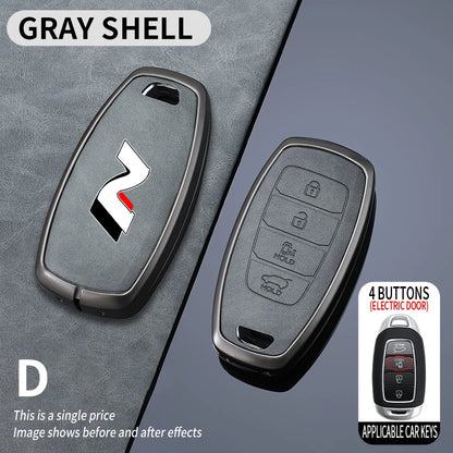 Metal Leather Car Key Case for Hyundai I30 Ix35 Kona Encino Solaris