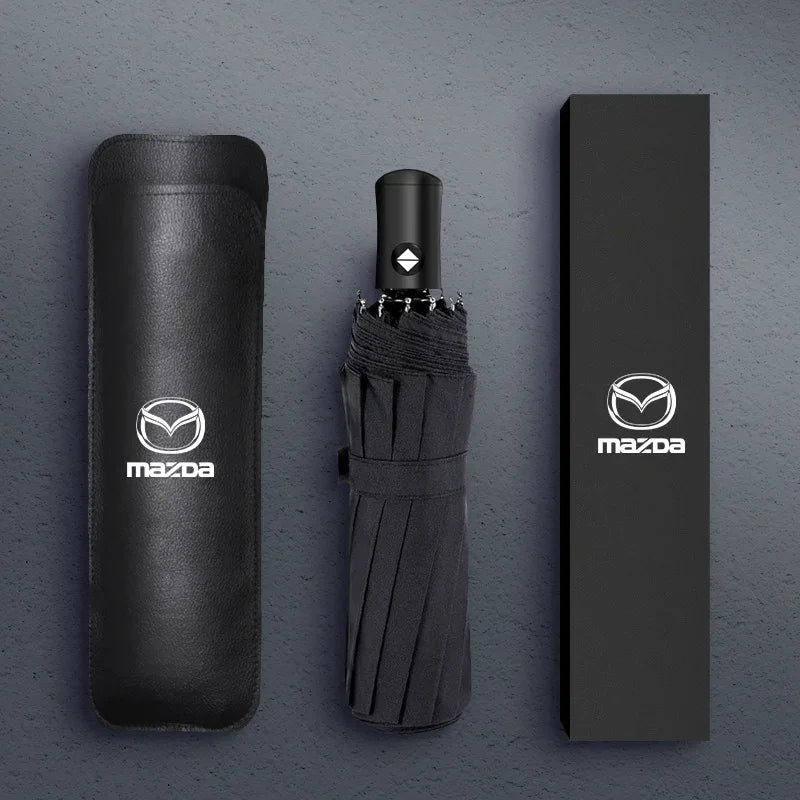 Mazda Automatic Foldable Car Umbrella | Portable Sun & Rain Cover - 