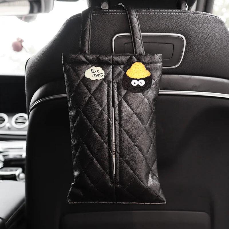 Cloud Cartoon Car Tissue Box Holder - Leather Headrest Mount Organizer