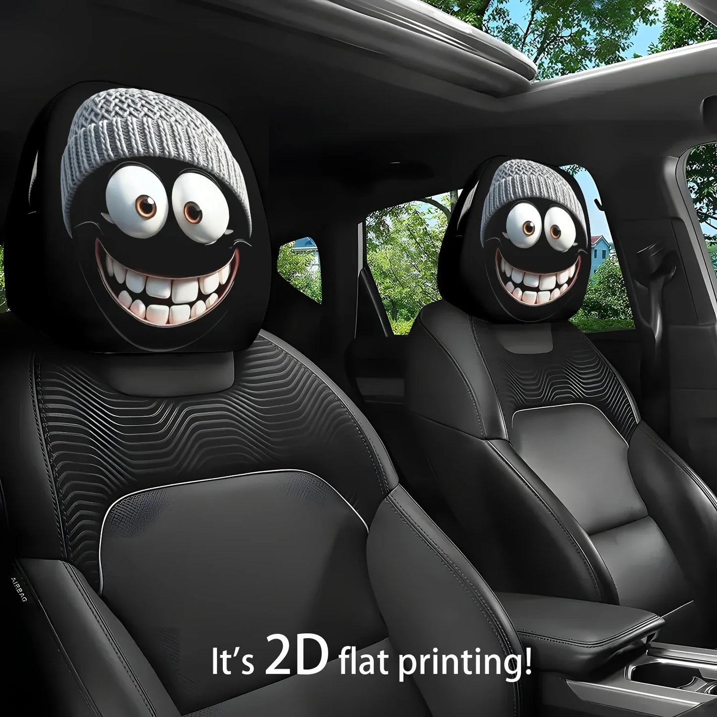 Knitted Cartoon Car Headrest Covers, Pair