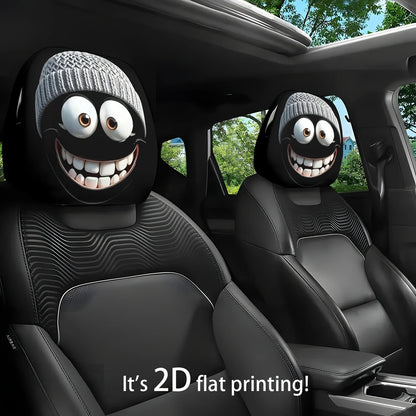 Knitted Cartoon Car Headrest Covers, Pair