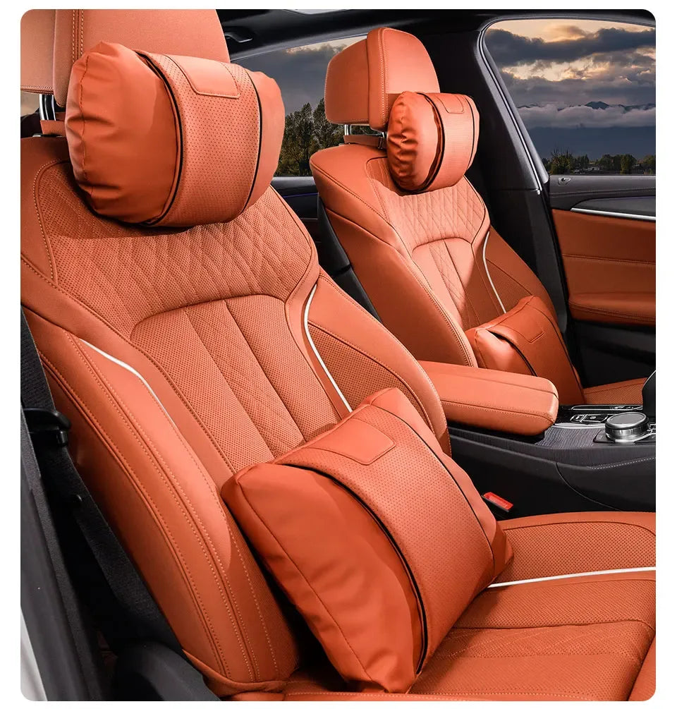 Baic Beijing Leather Headrest & Lumbar Support - headrest white