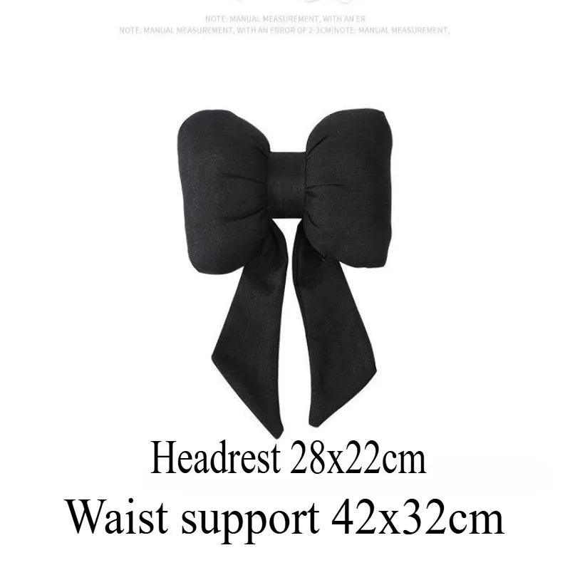 Butterfly Bow Tie Cotton Linen Car Neck Pillow Head Restraint