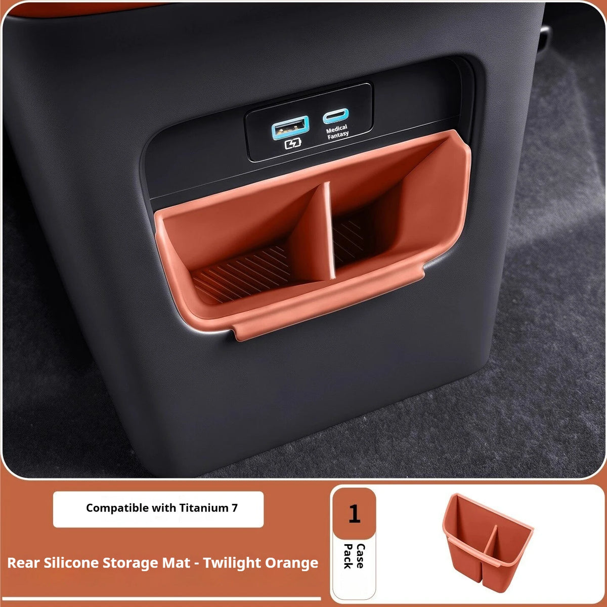 BYD Ti7 Door Handle Storage Box and Rear Bin - Orange 1Pcs