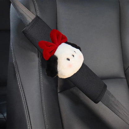 Cartoon Bow Dog Seatbelt Cover Cushion Pad - Kids Ladies Auto Safety