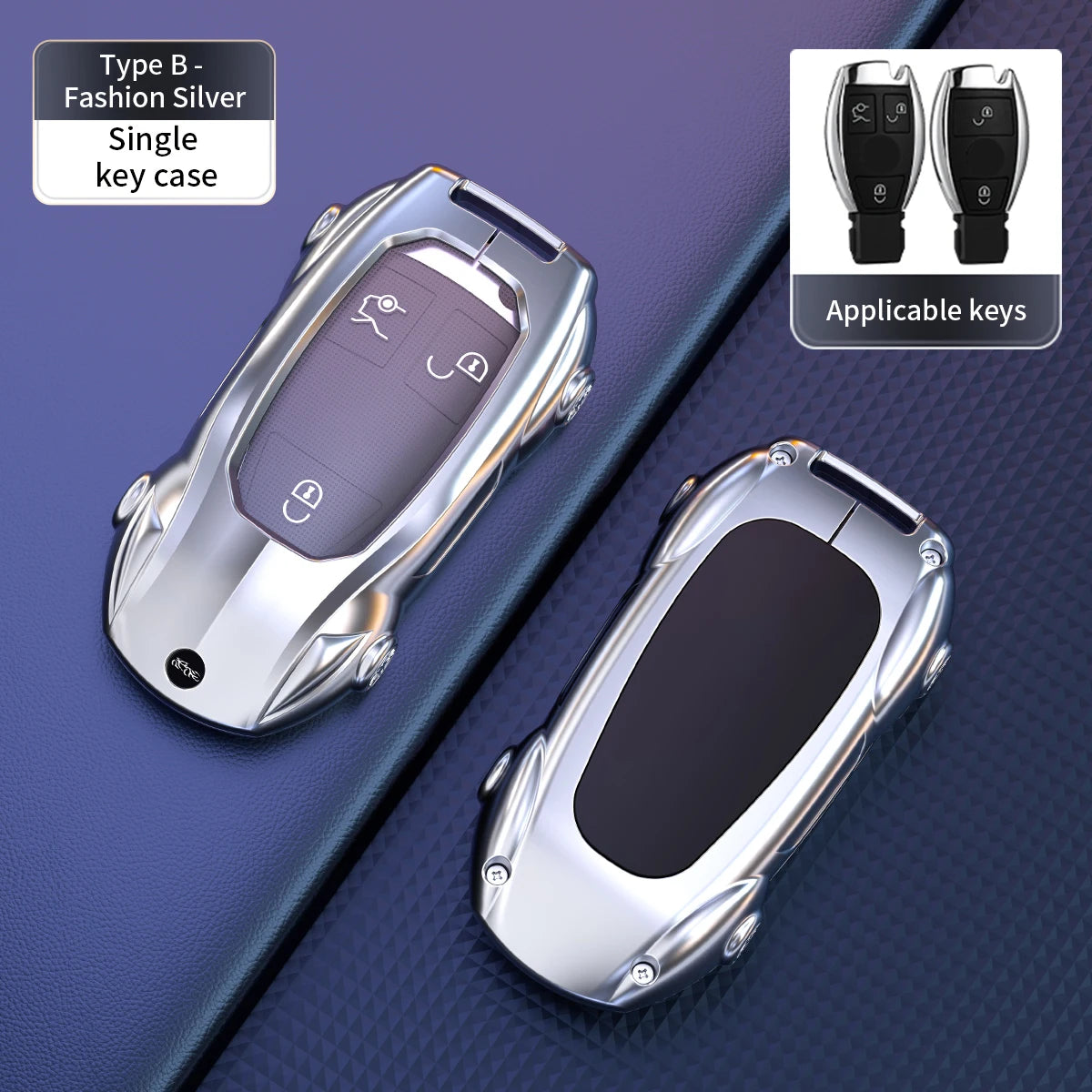 Mercedes-Benz Zinc Alloy Car Key Cover – A, C, E & S Class - Silver
