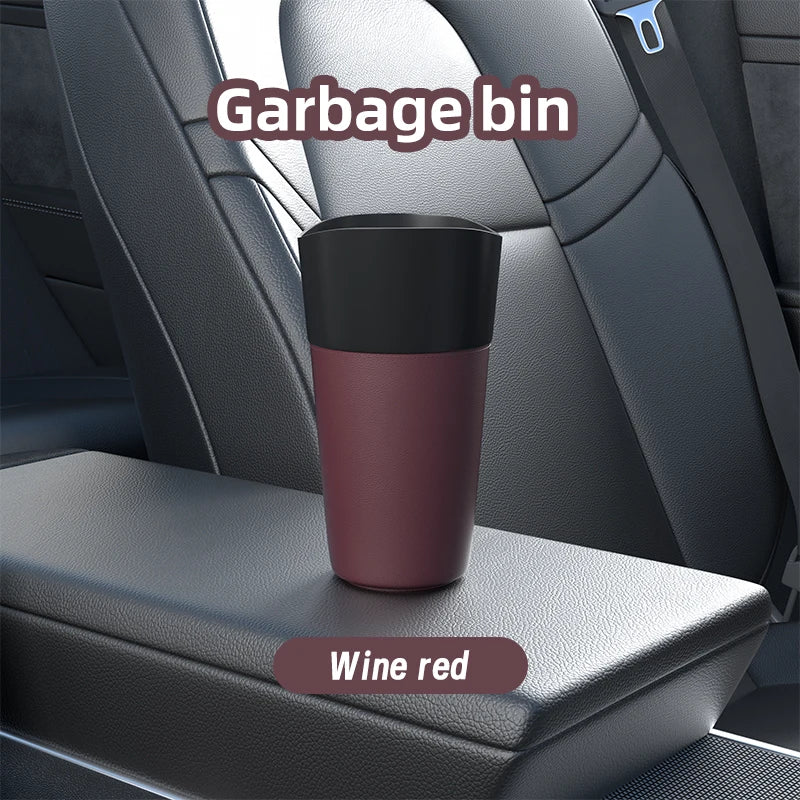 Mini Leather Car Trash Can – Waterproof Dust Bin & Storage Box, Colorful Design - Dark brown / 500mL-1L