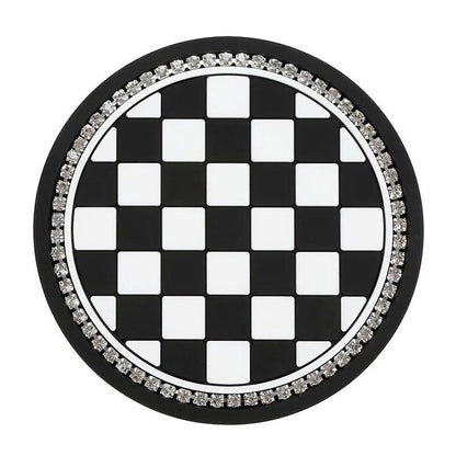 Diamond Camellia Car Cup Holder Mat Non-Slip Interior Pad Women