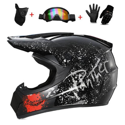 Full Face Off-Road Motorcycle Helmet + Goggles, Gloves & Face Mask - BAIZHUA / S