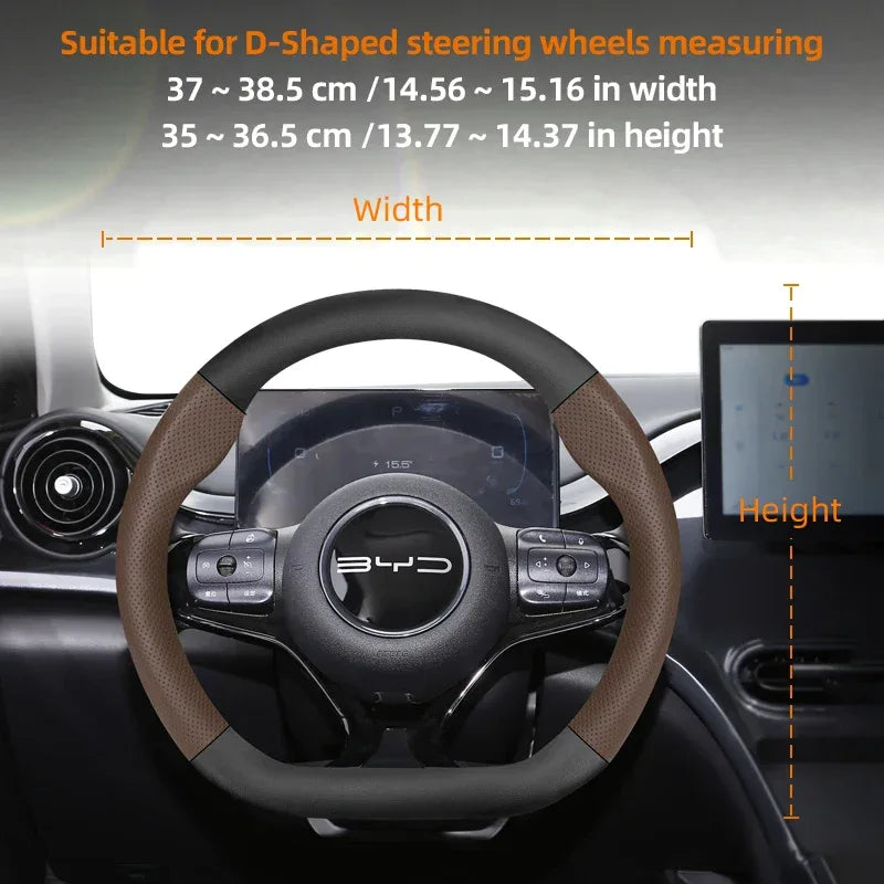 BYD Breathable Leather Carbon Fiber Steering Wheel Cover - Universal