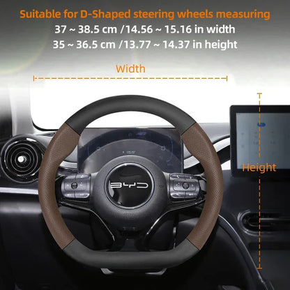 BYD Breathable Leather Carbon Fiber Steering Wheel Cover - Universal