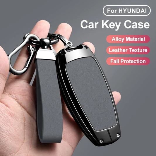 Zinc Alloy Leather Key Cover for Hyundai Santa Fe Tucson Solaris