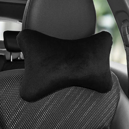 Soft Plush Car Neck Pillow - Cute Heart Print Bone-Shaped Headrest