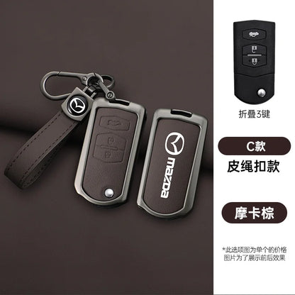 Genuine Leather Flip Key Case Cover for Mazda 2 3 5 6 8 CX5 CX7 CX9