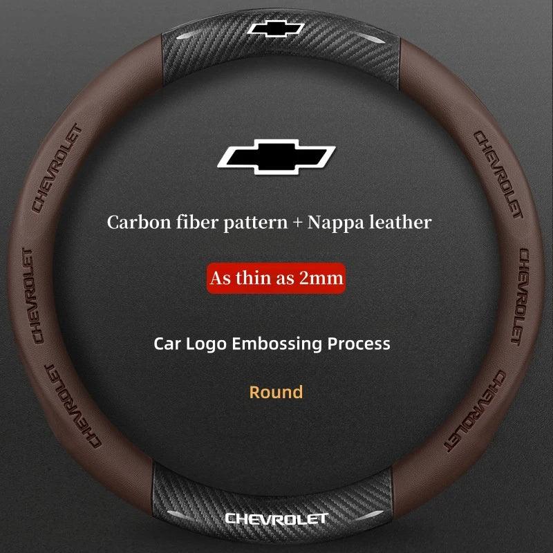 Chevrolet Cruze Silverado Tahoe 3D Embossed Steering Wheel Cover - Round Brown A