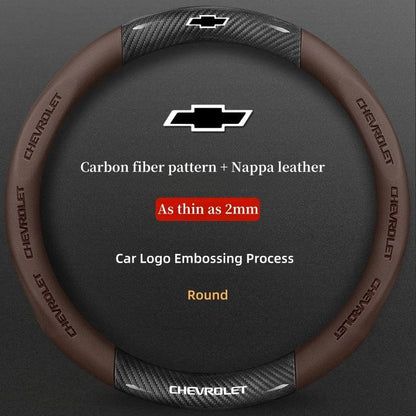 Chevrolet Cruze Silverado Tahoe 3D Embossed Steering Wheel Cover - Round Brown A