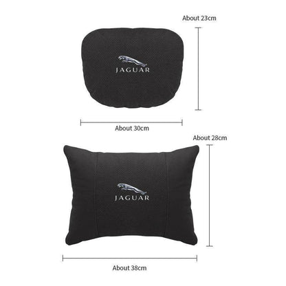 Breathable Suede Car Neck Pillow for Jaguar XE, XJ, XF, E-Pace, XJL & More - headrest 1pc black