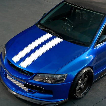 Sports Racing Hood Stripe Sticker – Waterproof PVC Self-Adhesive Car Vinyl Decal - Colorful Laser