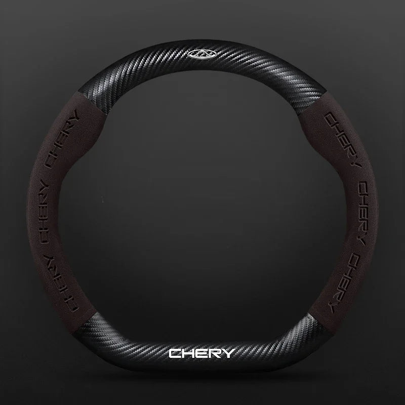 Buckskin Carbon Fiber Steering Wheel Cover for Chery Tiggo 7 8 Pro