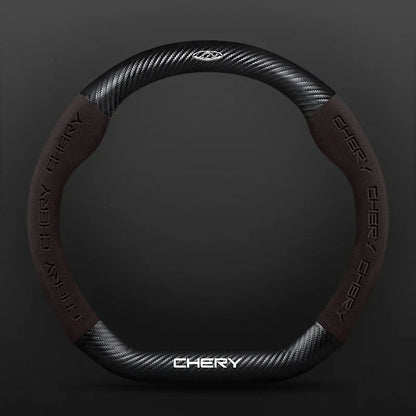Buckskin Carbon Fiber Steering Wheel Cover for Chery Tiggo 7 8 Pro