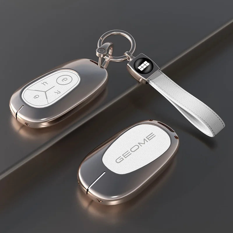 Geely Geome Dream Zinc Alloy Smart Key Cover - H-Silver-White