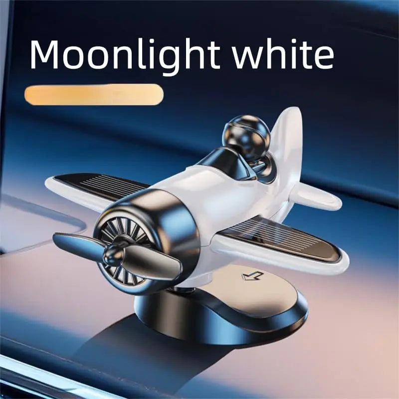 Solar Rotating Aeroplane Dashboard Ornament - white 1pc