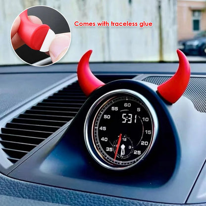 3D Devil Horn Car Interior Stickers – Fun Dashboard & Steering Wheel Decor