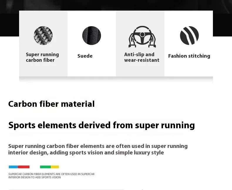 BYD Carbon Fiber Leather Steering Wheel Cover - D Black Leather