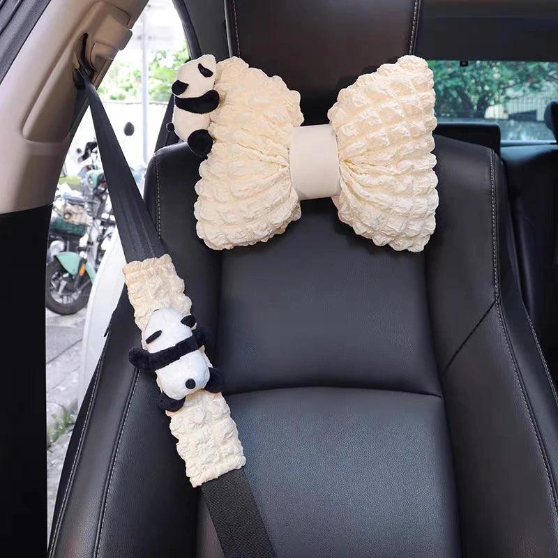 Cute Panda Car Neck Pillow Universal Headrest Support Auto Seat