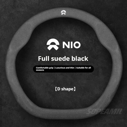 NIO Microfibre Suede Steering Wheel Cover - D Shape / All Suede (Style 1)