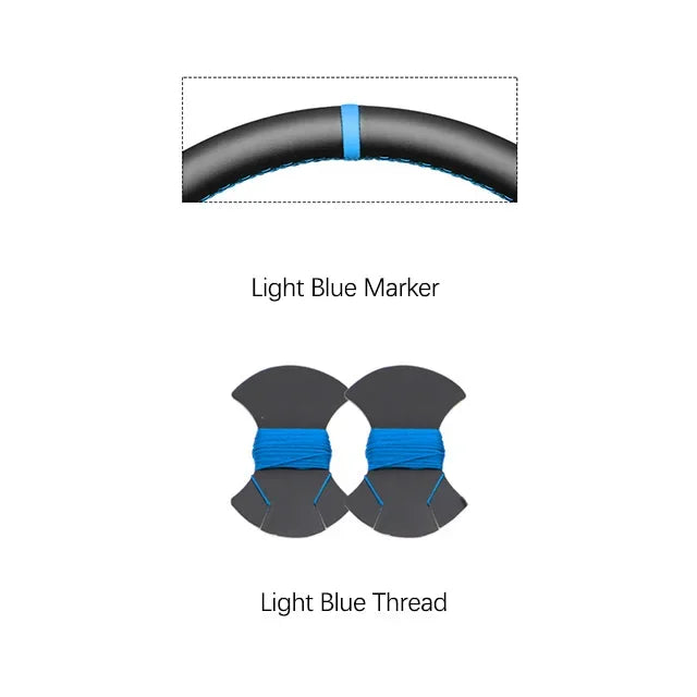 Dodge and RAM Hand-Stitched Steering Wheel Cover - Light Blue Marker