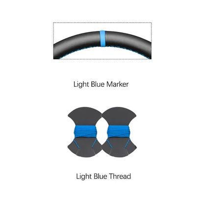 Dodge and RAM Hand-Stitched Steering Wheel Cover - Light Blue Marker