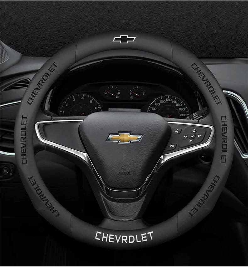 Chevrolet Cruze Silverado Tahoe 3D Embossed Steering Wheel Cover - Round Brown B