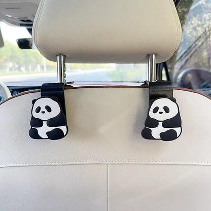 2pcs Panda Car Seat Headrest Hooks - Universal Vehicle Storage