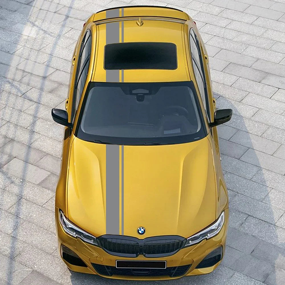 BMW Racing Stripe Decals – Hood, Roof & Trunk Vinyl Kit for 3 Series M3 E90 F30 G20 - Matt Black