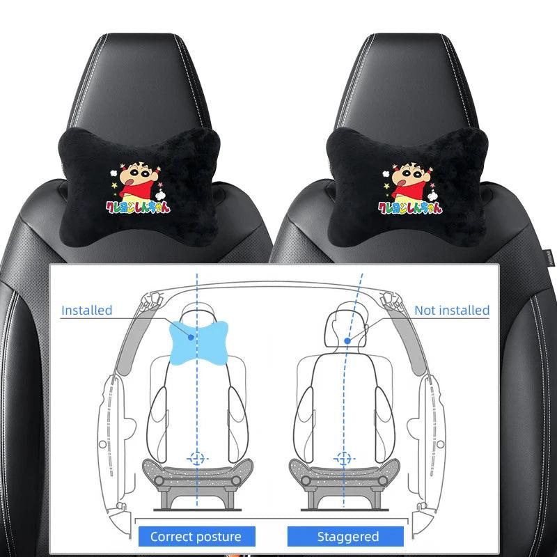 Crayon Shin-chan Car Neck Pillow - Cartoon Headrest Cushion Support